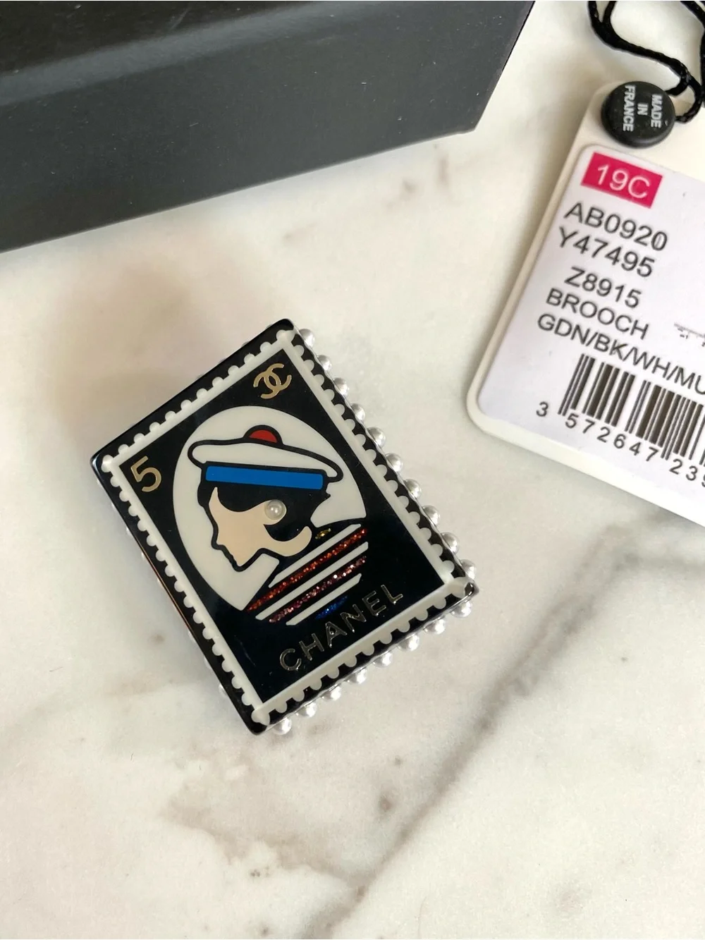 CHANEL - Enamel Coco Chanel Portrait Stamp-Style Brooch 2019